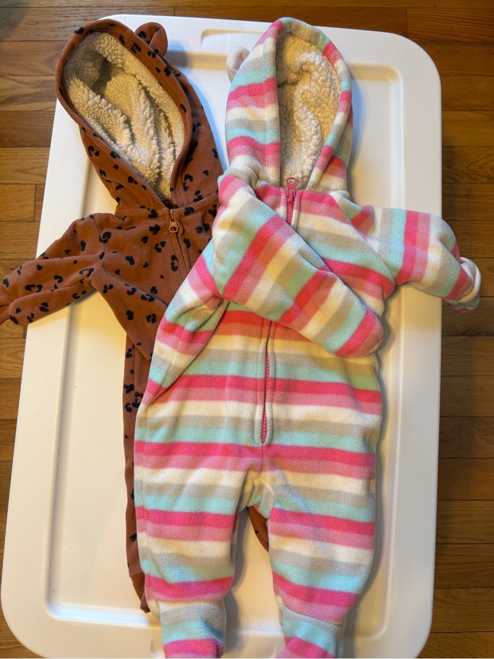 Newborn and 0-3 fleece suits